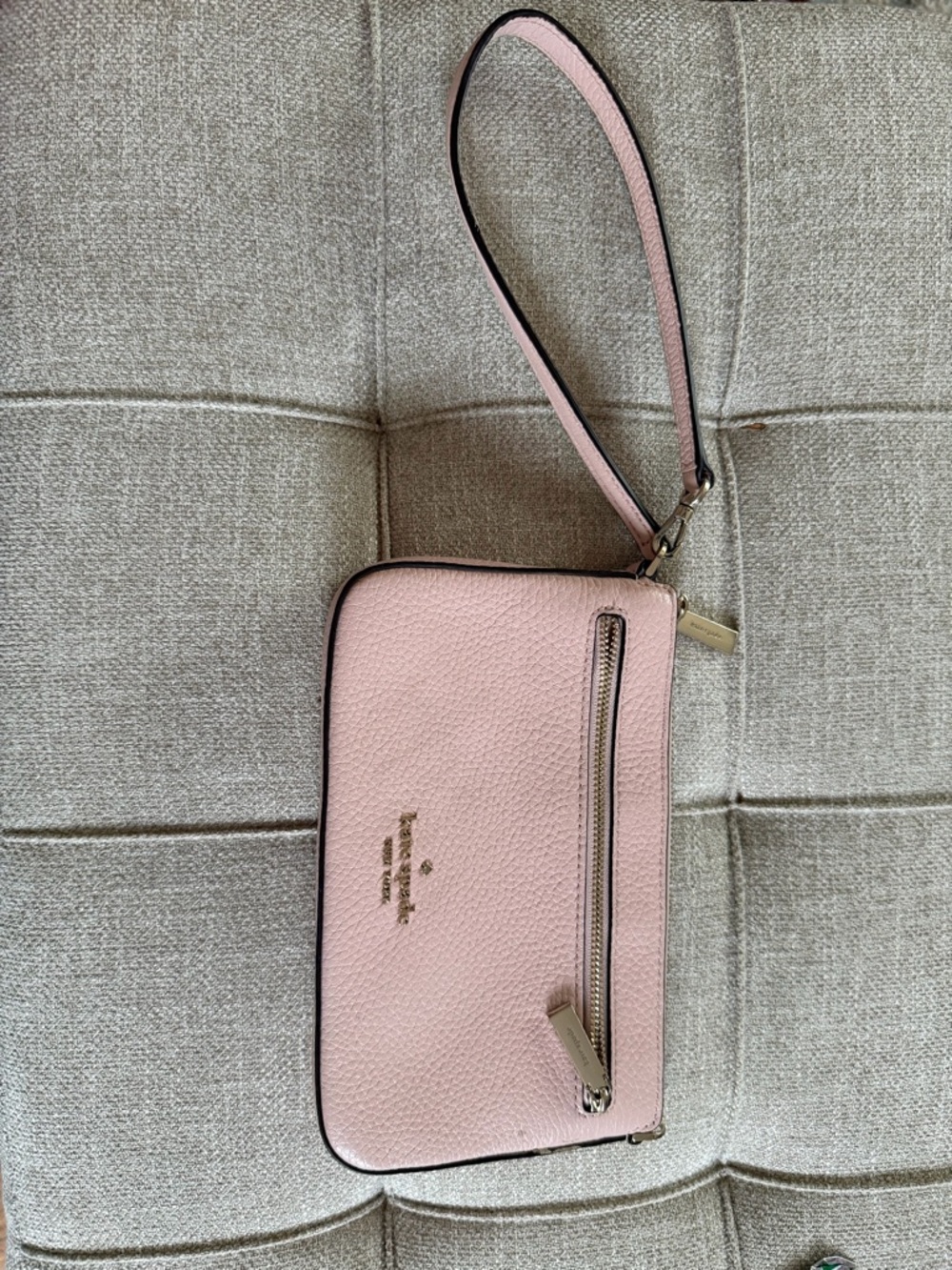 kate spade Blush Pink Pebbled Leather Wristlet with Gold Hardware